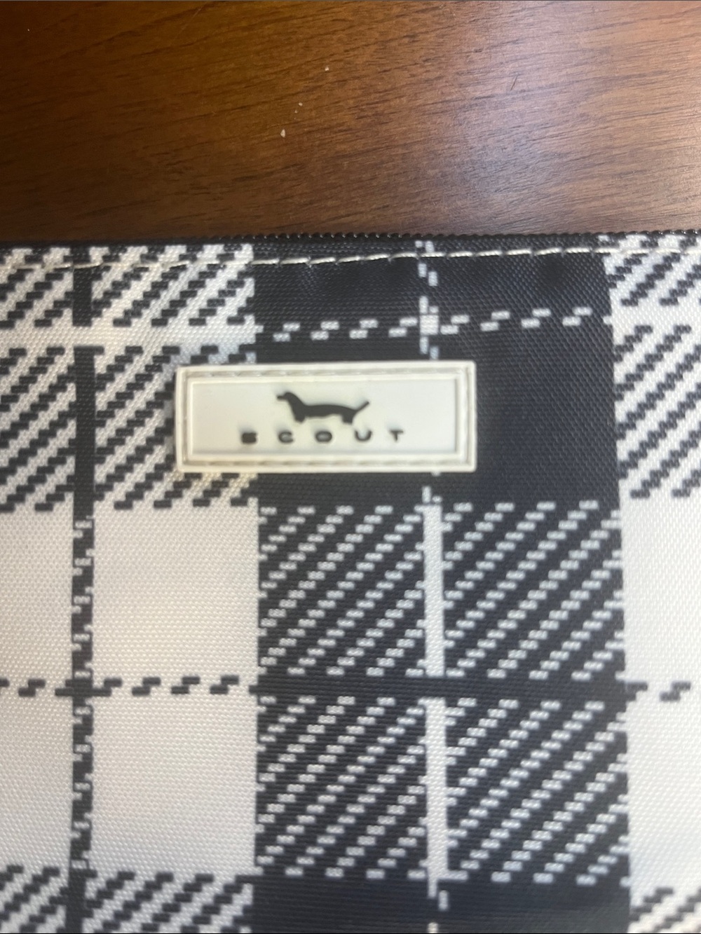 Scout Zippered Pouch Black and Cream Plaid - Picture 2 of 6